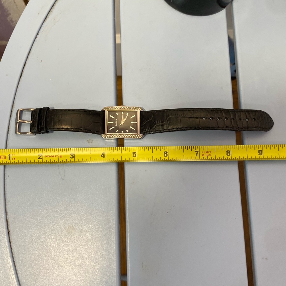 Fossil Rectangular Crystal Bezel Women's Watch Bl… - image 9